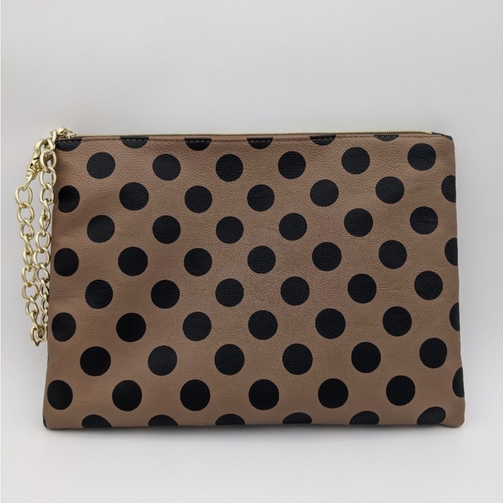 ❤️ Betsey Johnson Polka Dot Chain Clutch - Brown and Black